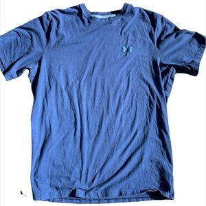 Men's Under Armour Blue Logo T-Shirt S/S Size Large *Excellent*